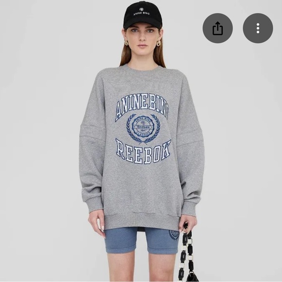 Anine Bing Tops - Anine Bing x Reebok Gray Sweatshirt with Blue Logo